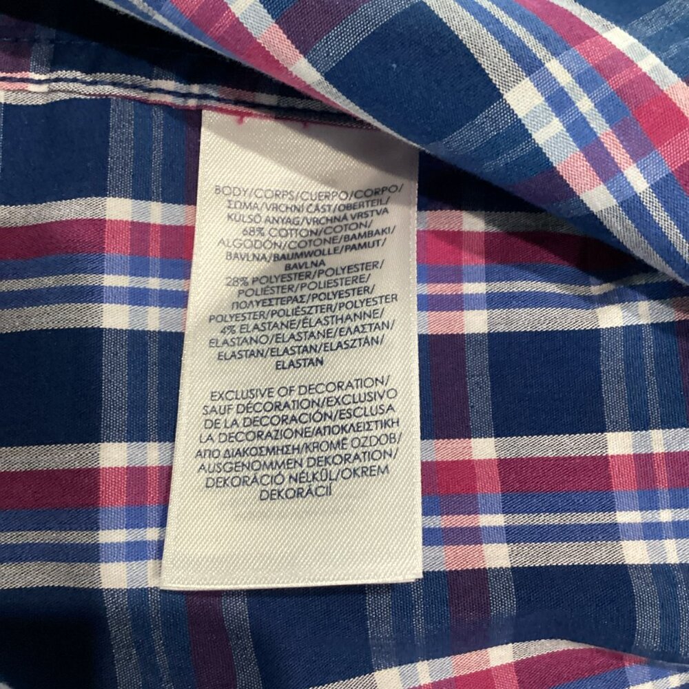Plaid Blue Pink White Long-sleeve Button-Down Shirt - Men's XL - Picture 8 of 9